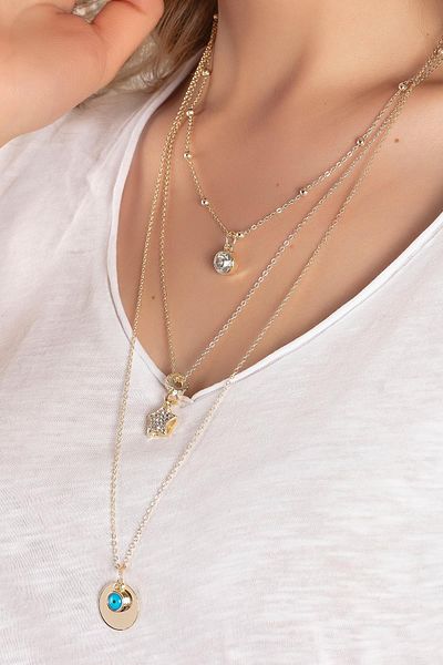 Modex Star figured triple necklace