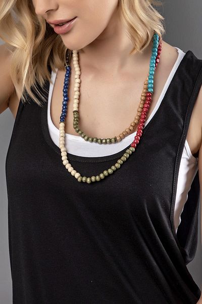 Modex Colorful Wooden Bead Necklace