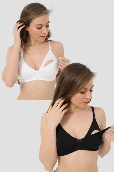 Arma Yıldız 2 Pack White and Black - Cotton Lycra Nursing Bra
