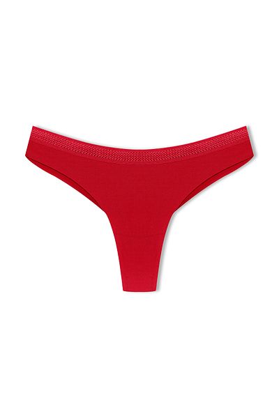 HNX Red Waist Mesh Rubber Thong Women's Panties 3-Piece