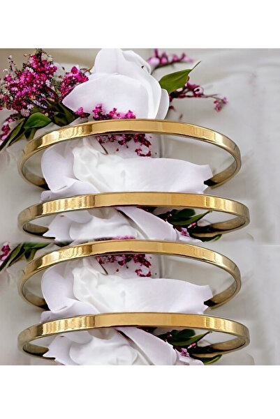 staınless steel Çelik Gold Detaylı Kalın Düz Ajda Bilezik 6.5mm 22 Cm 4 Adet