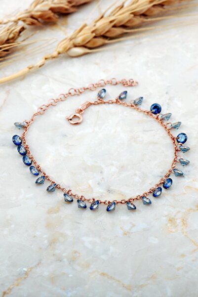 Sümer Telkari Mistik Topaz Taşlı Sallantılı Rose Gümüş Bileklik 4736