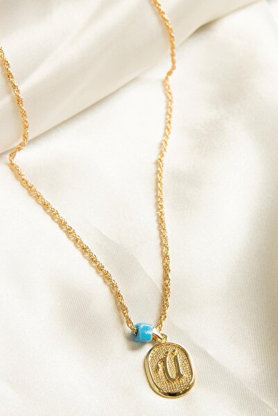 Modex Burguulu Zincir Ü Harfi Kolye Sevgiliye Hediye