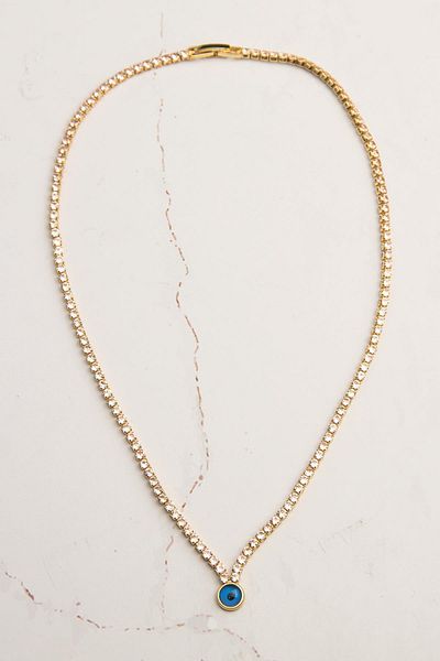 Modex Evil Eye Figured Stripe Zircon Stone Necklace