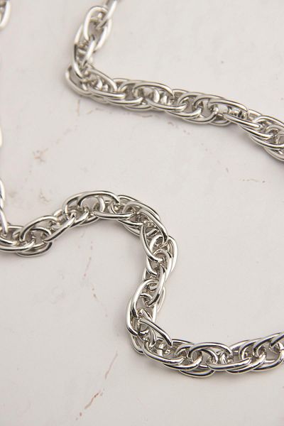 Modex Silver Color Interlocking Chain Necklace (46cm)