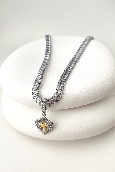 Modex Stone Detailed Special Series North Star Necklace - 44Cm+7Cm
