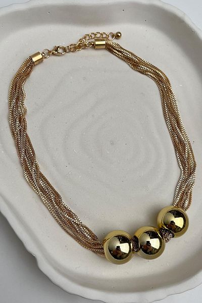 Modex Multiple Italian Chain Three Ball Necklace (Size:44+5cm)