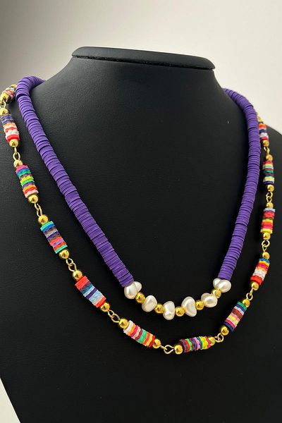 Modex Colorful Double Fimo Necklace (Size:43+5 cm)