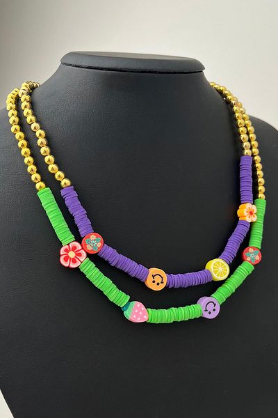 Modex Figured Colorful Double Fimo Necklace (Size:43+5 cm)