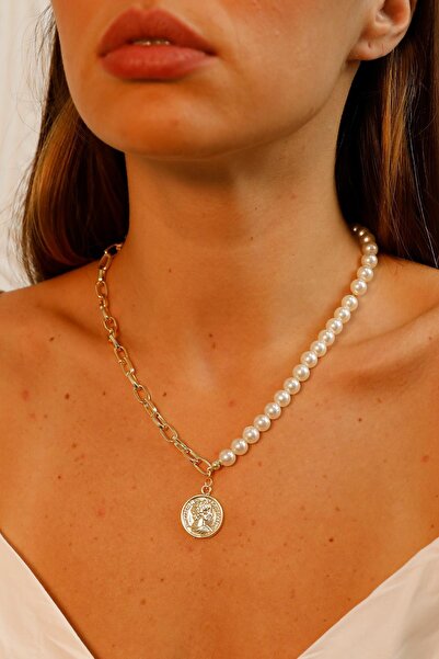 Modex قلادة من اللؤلؤ الذهبي