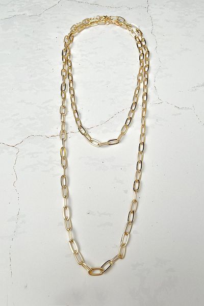 Modex Gold Color Double Chain Necklace(60Cm-40Cm)