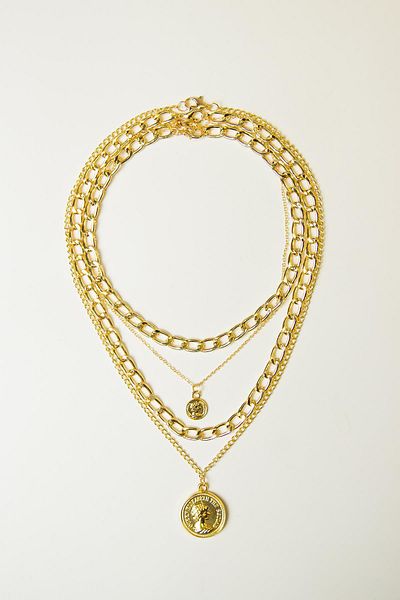 Modex Gold Quadruple Medallion Combination Necklace