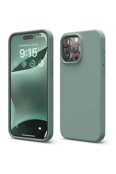 Merwish غطاء حماية من السيليكون متوافق مع هاتف Apple Iphone 12 Promax مع شعار مخملي باللون الأخضر الداكن