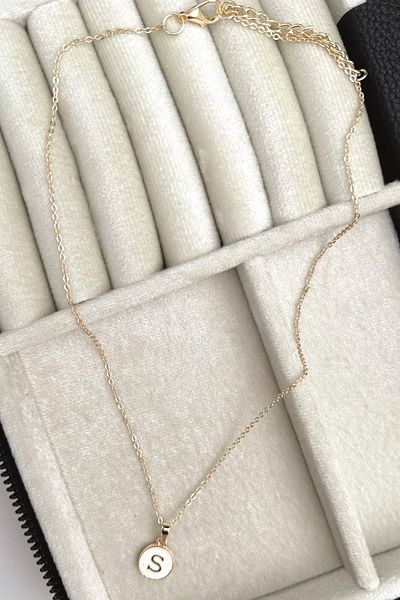 Modex Gold Enamel Letter Necklace