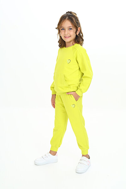 Toontoy Κοριτσίστικο κοστούμι φόρμας με κέντημα με τσέπες καγκουρό με μανίκια ρεγκλάν