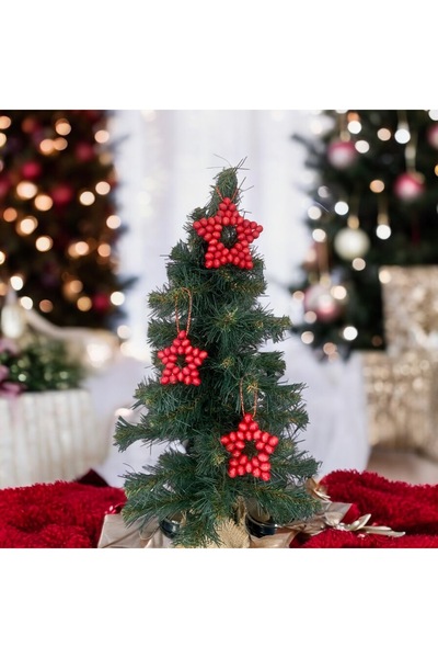 TOPLINE 3'lü Dekoratif Ahşap Yıldız Boncuk/yılbaşı, Noel, Kapı, Duvar, Mutfak...