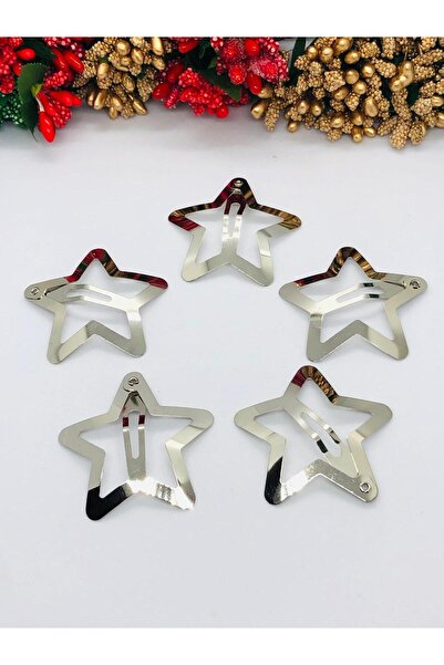 İnDerin Set de 5 agrafe de păr cu stea - Trend Snap Star Barrette