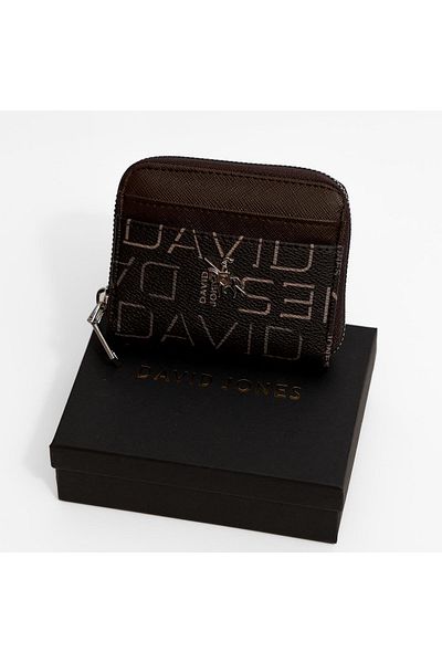 David Jones Women's Small Wallet & Card Holder, Soft Leather Portfolio Zippered Wallet with Coin Compartment