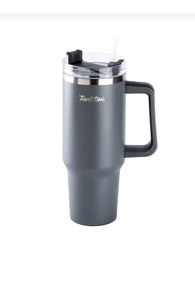 Tantitoni 020-01-Move Smoked Stainless Steel Thermos Cup with Straw 1.2L