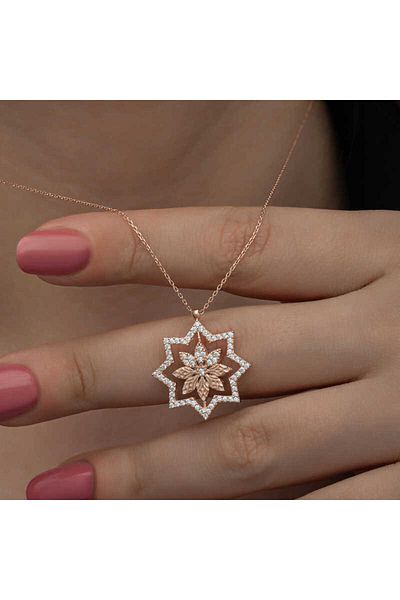 SECSHOP Silver Rose Snowflake Women's Necklace
