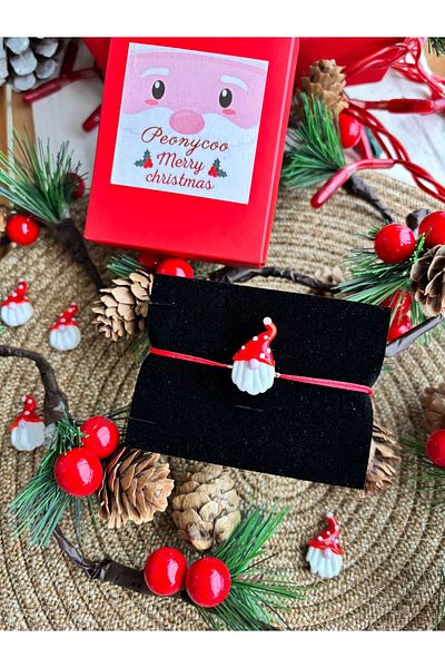 PEONY - peonyofficiall Christmas Dwarf Glass Murano Bracelet Red Double String Christmas Themed Christmas Bracelet