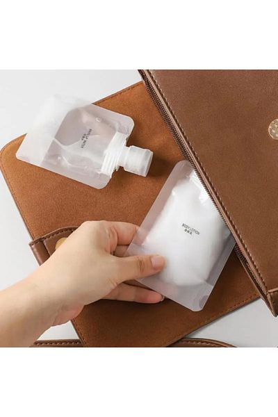 BirTıKHome Portable Liquid Travel Kit Practical Liquid Travel Bag Makeup Bag 3 Pieces 100 ml