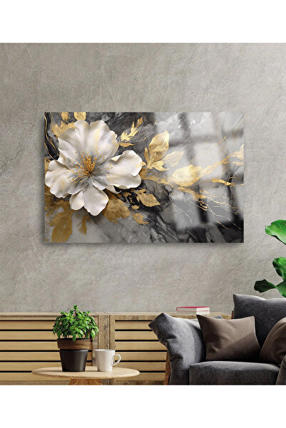 TAULART ULTRA YÜKSEK ÇÖZÜNÜRLÜKLÜ CAM HARİKA ÇİÇEK TABLOSU KIRILMAZ CAM TABLO EV, SALON, HEDİYESİ