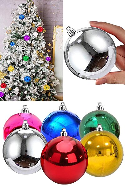 Cansüs 6 Pieces Large Size Colorful Christmas Pine Tree Ornament New Year Xma...