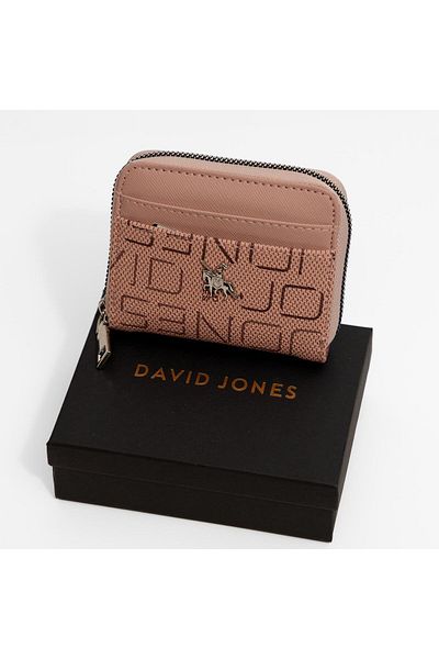 David Jones Women's Small Wallet & Card Holder, Soft Leather Portfolio Zippered Wallet with Coin Compartment
