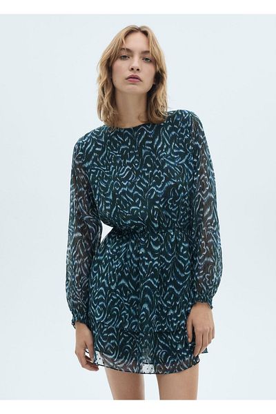 MANGO Woman Κοντό φόρεμα με σχέδια