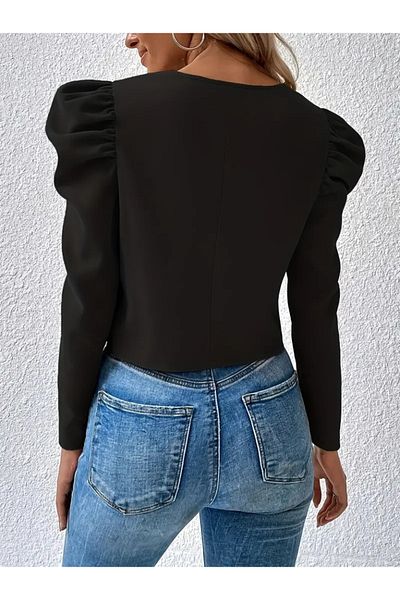 Miracle Omni Women's Long Sleeve Front Zipper Balloon Sleeve Suede Jacket