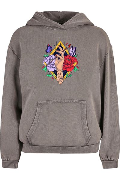 Merchcode Ladies Frida Kahlo - Artist Acid Washed Oversize Hoody