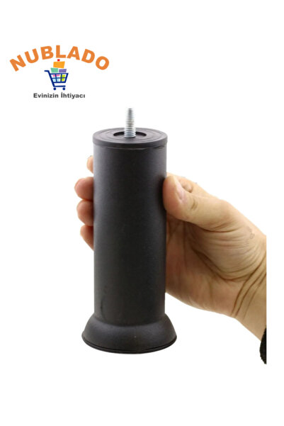 NUBLADO Metal Mobilya Kanepe Baza Yatak Koltuk Puf Destek Yükseltme Ayağı M8 Civata Siyah Ayakları 15 Cm.