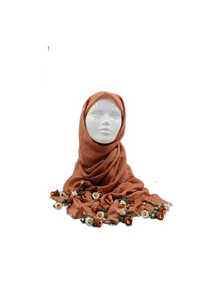 GÖNENKADIN Brown Cotton Crocheted Scarf Scarf