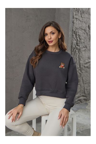 Elif Özbey Butik Transpirație cu broderie de pluș antracit