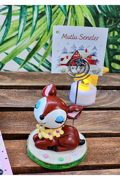 Rota Hediyelik Cute Deer Note Holder Note and Photo Holder Office Gift Ornament Decoration