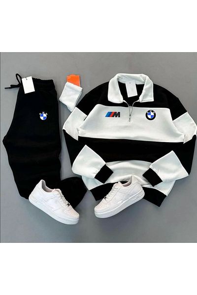 TEXTURA New Season Bmw m Power Patterned - Half Zipper Sweatpants Set 3 Thread