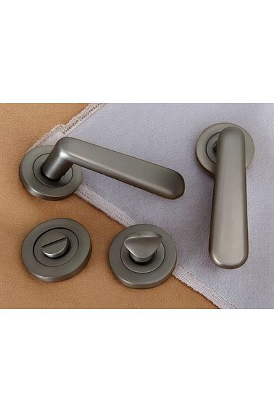 KOLDOOR FeLix AL47 matte - Smoked Luxury Round Rosette WC Bathroom Door HandLe 1 Set