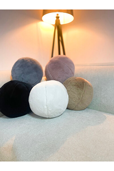 Arvella Home Premium Toscana Peluş Top Yastık Küçük Beyaz Top Kirlent Gizli F...