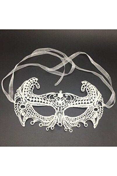 coco shopier White Color Lace Cut Prom Mask