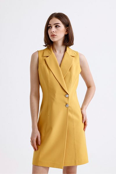 Sense Lined Sleeveless Hürrem Long Jacket Dress |   Ckt35288 Yellow