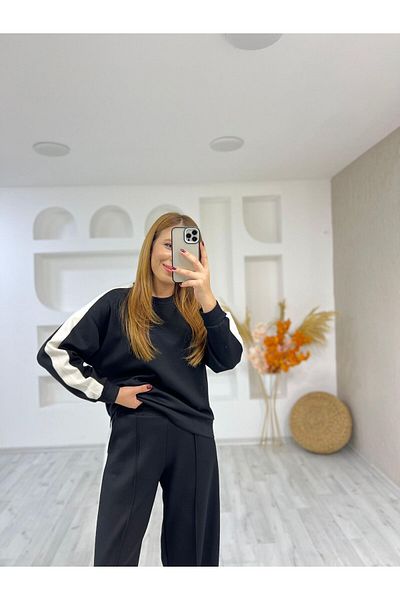 Velista Modal Fabric Side Strip Wide Leg Tracksuit Suit