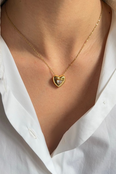 Lavian Accessories Zirkon Taşlı Amore Çelik Kolye