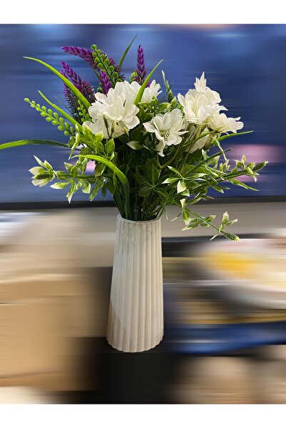 Biepoksi Vazo Bohem Taş Tozu Aksesuar Dekorasyon Gri