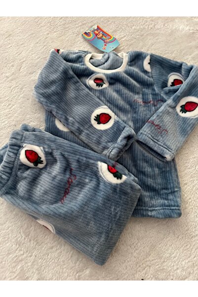 Blue Unisex Çocuk Polar Pijama Takımı