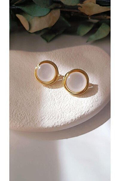 VOBEEYKU Vintage Round Earrings with Colorful Stone and Gold Detail