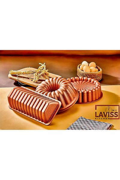 Laviss Kitchen Rose Gold Set of 3 - Granite Casting Tart Slice Baton and Cake Mold