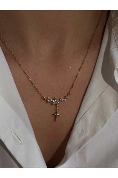Lavian Accessories Çelik Kuzey Yıldızı Zirkon Taşlı Kolye