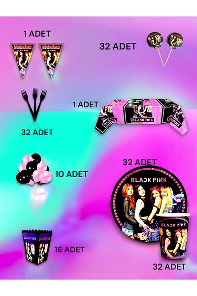VibeHome Blackpink Themed Luxury Set for 32 - Birthday Party and Fun Events