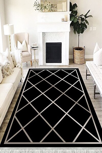 MOTTO HALI Modern Cotton Şönil Kaymaz Tabanlı Yıkanabilir Antibakteriyel Diji...